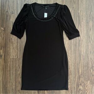 NWT White House Black Market 3/4 Sleeve Embellished Little Black Dress Small